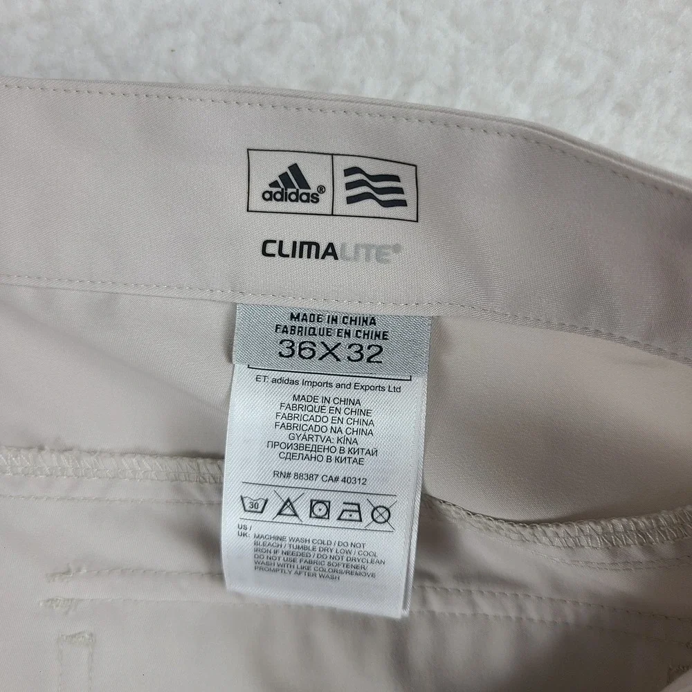 Adidas Pants Mens 36x32 Light Gray Beige Climalite Performance Tech Golf Chino *